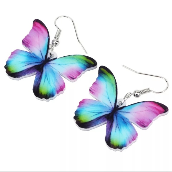 Jewelry - NEW Acrylic Earrings Colorful Butterfly Dangle